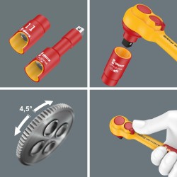 Dugókulcs készlet VDE 1000 V Szigetelt szerszám készlet 3/8'' 17 db-os -