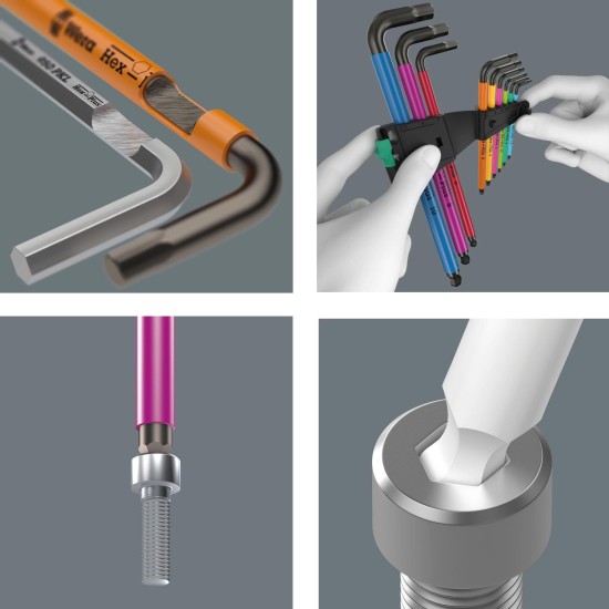 Imbuszkulcs készlet  9 db-os hosszú, gömbvégű 1,5-10 mm - HF 1 - Wera