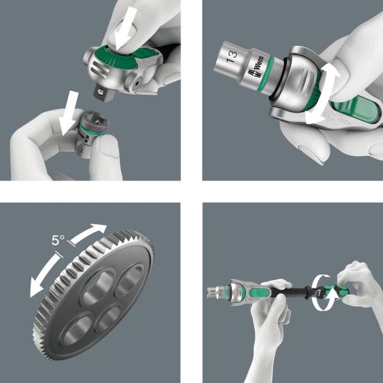 Crowa racsnis kulcs 3/8'' 72 fog forgó nyelű - Wera Crowa racsnis kulcs 3/8'' 72 fog forgó nyelű - Wera