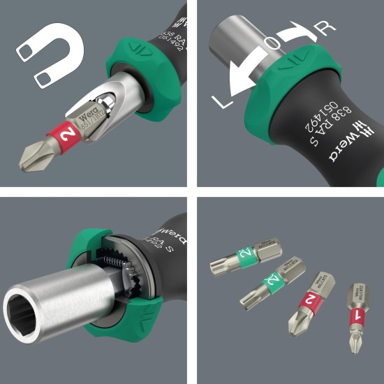 Csavarhúzó bit hajtó racsnis - 838 RA S/4 Christmas - Wera