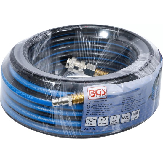 Levegőtömlő szerelt 10 méter 8 mm / 14 mm - KÉK - BGS
