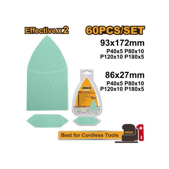 INGCO Tépőzáras csiszolópapír rezgőcsiszolóhoz (60 db)