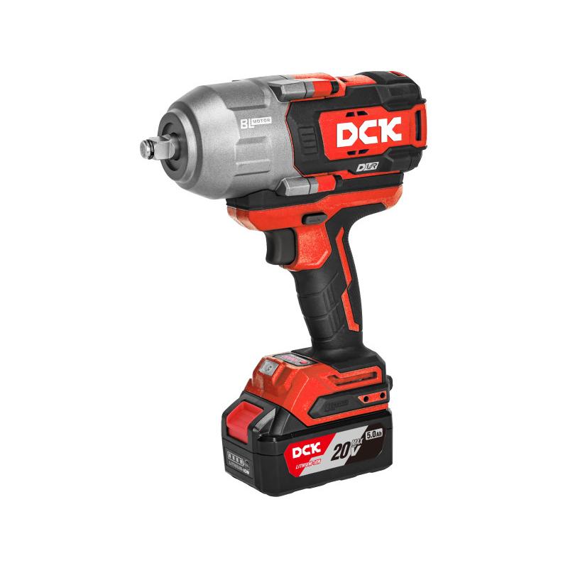 DCK Akkus ütvecsavarozó 1/2'' 1218 Nm szénkefe nélküli 20 V (2 x 5,0 Ah akku + töltő)
