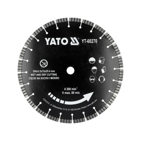 YATO Gyémánt vágókorong 350 x 25,4 mm