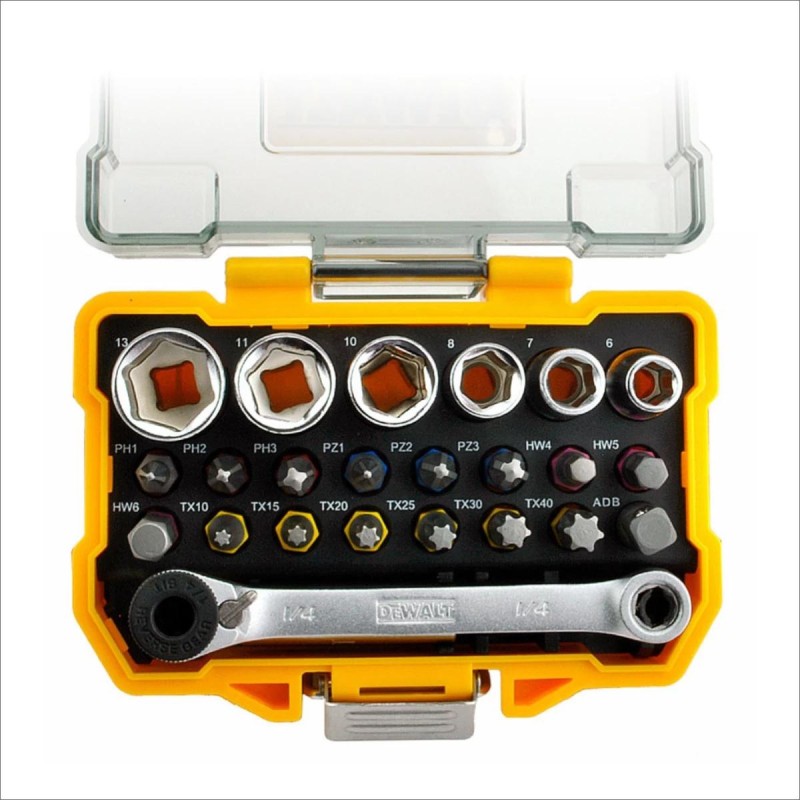 Bit készlet hajtószárral, 24 db-os, kézi, színkódolt, ipari - DeWalt (DT71516)