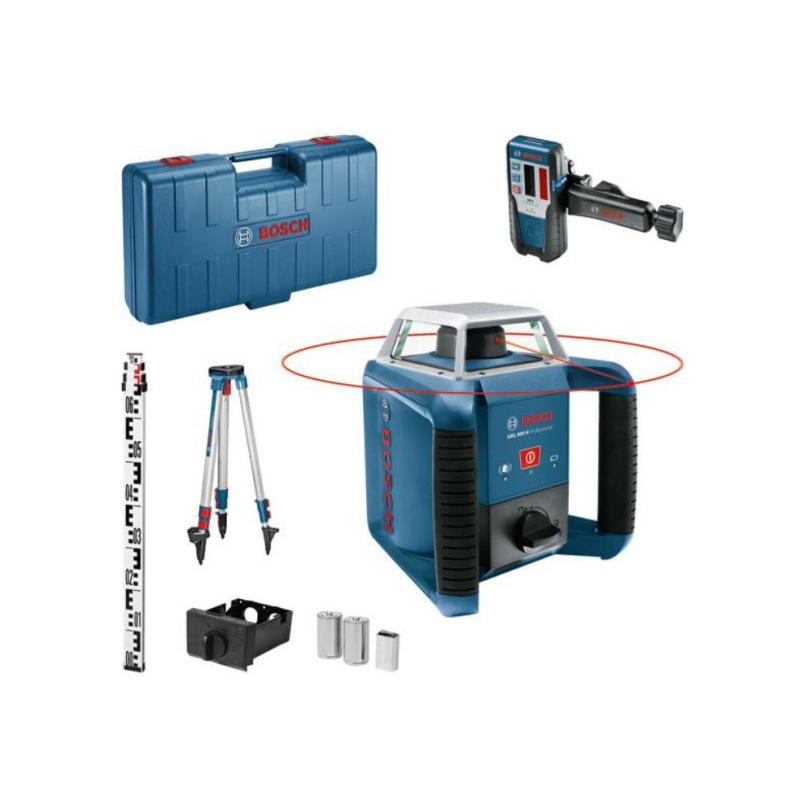 BOSCH Forgólézer önszintező (piros) GRL400 H+ BT152 Állvány + GR2400 Mérőléc + LR1 Lézervevő IP56