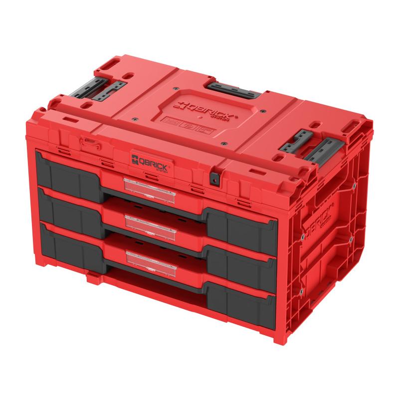QBRICK SYSTEM ONE 2.0 3 fiókos szerszámosláda Red Ultra HD