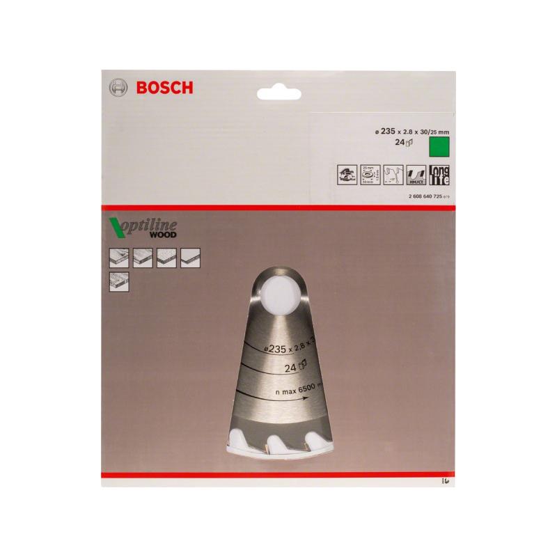BOSCH Fűrésztárcsa fához 235 x 30/25 x 2,8 mm / 24T Optiline Wood ATB