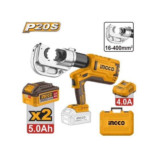 INGCO Akkus hidraulikus kábelkrimpelő 16-400 mm2 (2 x 5,0 Ah akku + töltő) INGCO Akkus hidraulikus kábelkrimpelő 16-400 mm2 (2 x 5,0 Ah akku + töltő)