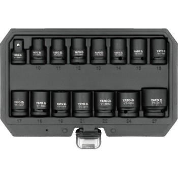 YATO Gépi dugókulcs készlet 1/2'' 15 részes 10-27 mm 3/8'' x 1/2'' adapterrel