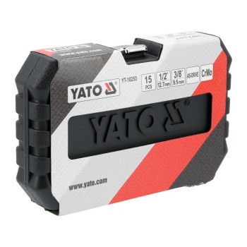 YATO Gépi dugókulcs készlet 1/2'' 15 részes 10-27 mm 3/8'' x 1/2'' adapterrel