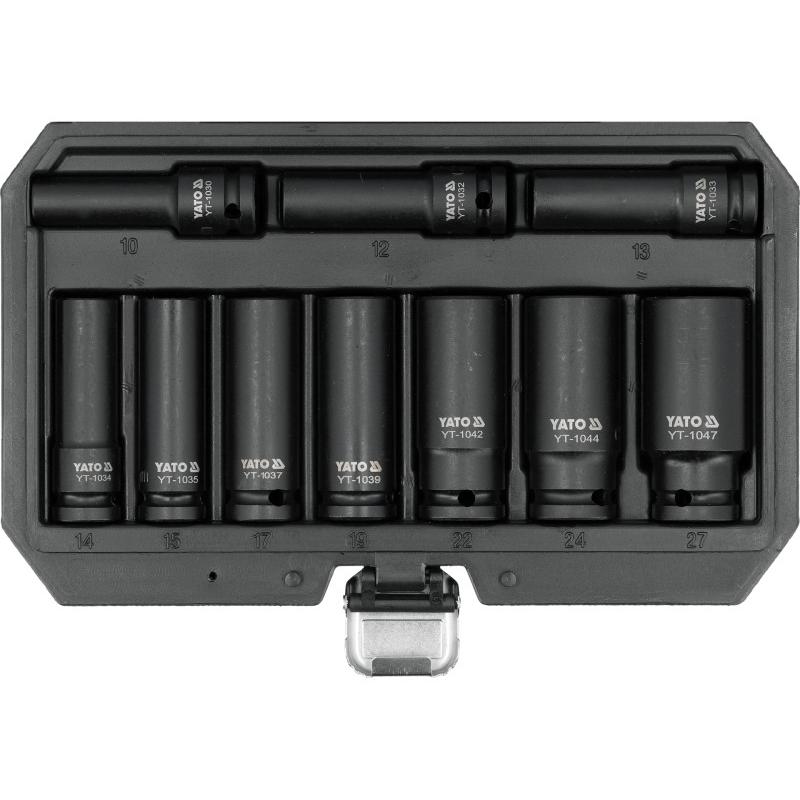 YATO Hosszú gépi dugókulcs készlet 10 részes 1/2'' 10 részes 10-27 mm