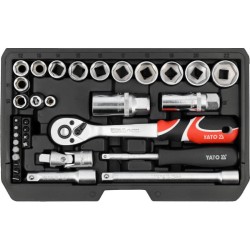 YATO Racsnis szerszámkészlet 34 részes 1/4'' és 3/8''