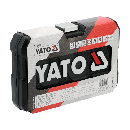 YATO Racsnis szerszámkészlet 34 részes 1/4'' és 3/8''