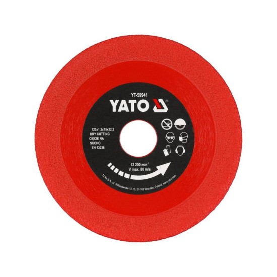 YATO Gyémánt vágókorong csempevágó és üvegvágó 125 x 22,2 mm YATO Gyémánt vágókorong csempevágó és üvegvágó 125 x 22,2 mm