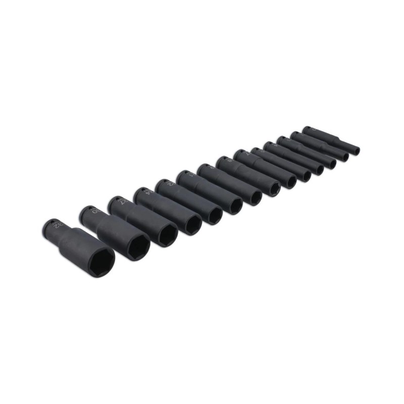 Légkulcsfej készlet 1/2'' 14 db 10-32 mm metrikus 120 mm extra hosszú kiv.