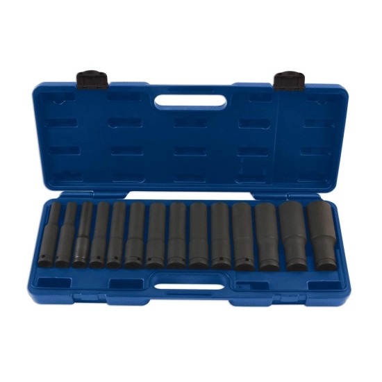 Légkulcsfej készlet 1/2'' 14 db 10-32 mm metrikus 120 mm extra hosszú kiv.