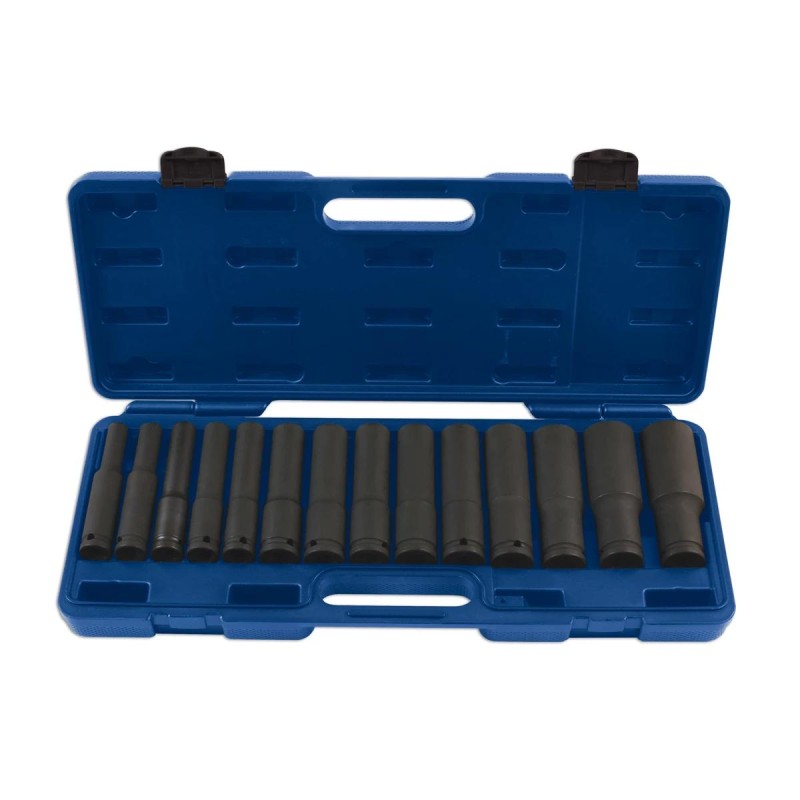 Légkulcsfej készlet 1/2'' 14 db 10-32 mm metrikus 120 mm extra hosszú kiv.