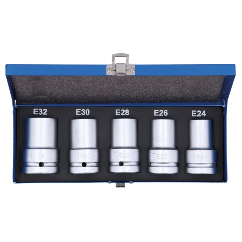 Dugókulcs - crowafej készlet 3/4'' Belső E-torx E24-E32 5 db-os - Laser Dugókulcs - crowafej készlet 3/4'' Belső E-torx E24-E32 5 db-os - Laser