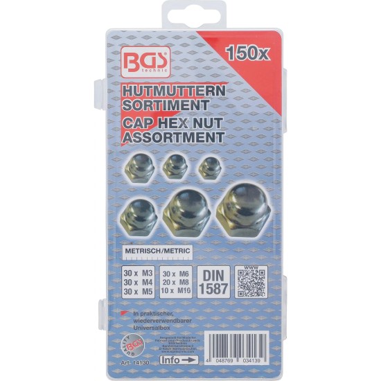 Anyacsavar készlet 150 db-os zárt M3 - M10 - BGS