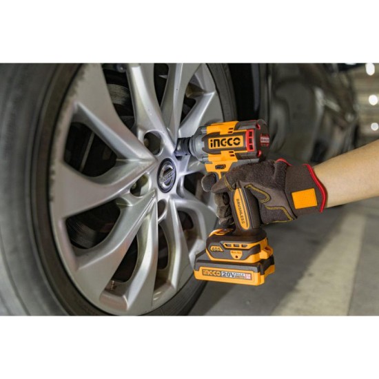 INGCO Akkus ütvecsavarozó 1/2'' 405 Nm szénkefe nélküli 20 V (2 x 2,0 Ah akku + töltő)