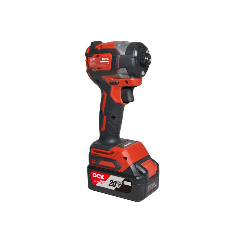 DCK Akkus ütvecsavarozó 1/4'' 208 Nm szénkefe nélküli 20 V (1 x 4,0 Ah akku + töltő)