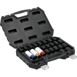 Légkulcsfej készlet 1/2'' 24 db  10-24 mm + E10-E24 -