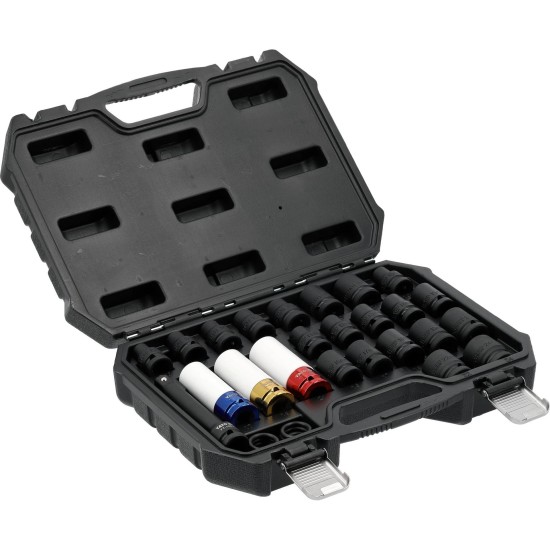 Légkulcsfej készlet 1/2'' 24 db  10-24 mm + E10-E24 -