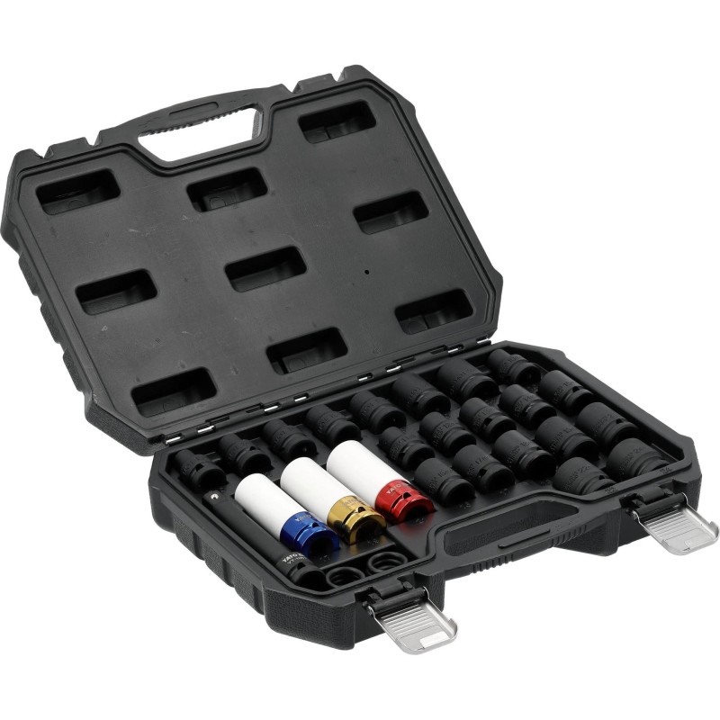 Légkulcsfej készlet 1/2'' 24 db 10-24 mm + E10-E24 - Légkulcsfej készlet 1/2'' 24 db 10-24 mm + E10-E24 -