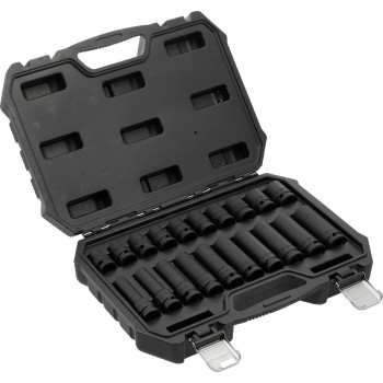 Légkulcsfej készlet 1/2'' 20 db 10-19 mm metrikus rövid és hosszú Légkulcsfej készlet 1/2'' 20 db 10-19 mm metrikus rövid és hosszú