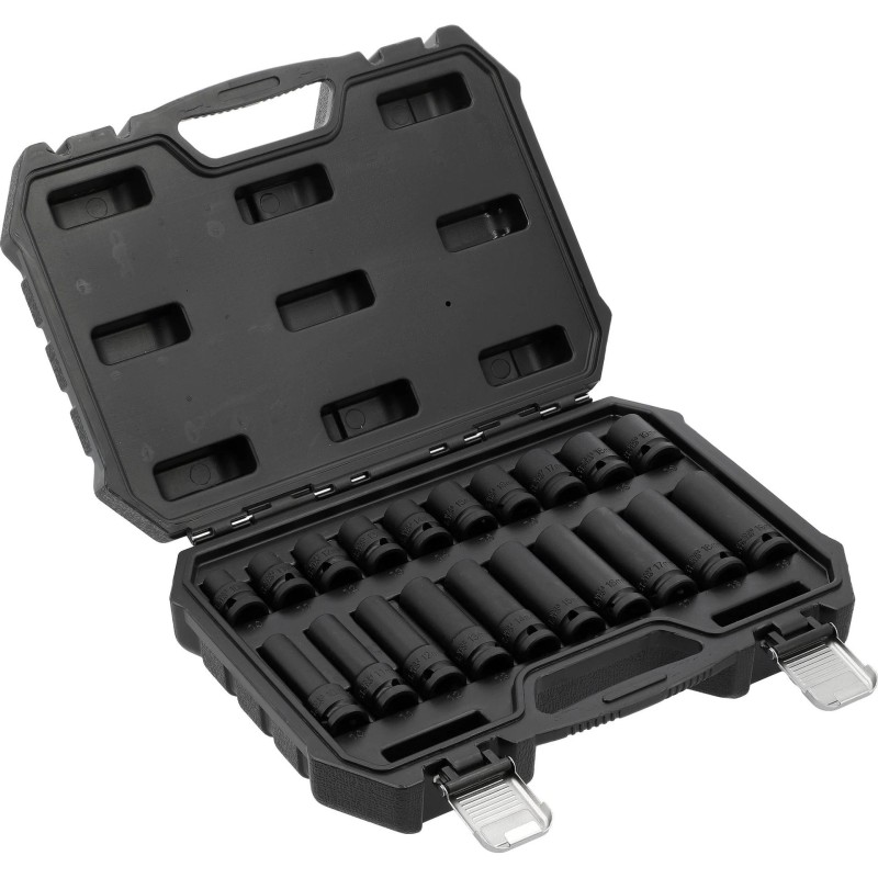 Légkulcsfej készlet 1/2'' 20 db 10-19 mm metrikus rövid és hosszú