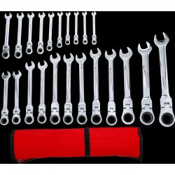 Csillag-villás racsnis-csuklós készlet 22 db-os 6-32 mm - BGS