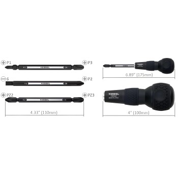 Csavarhúzó bit készlet 3 db-os 6 fej: PH1-3 PZ2-3 lapos 6 mm - Vessel (220W-3) Csavarhúzó bit készlet 3 db-os 6 fej: PH1-3 PZ2-3 lapos 6 mm - Vessel (220W-3)