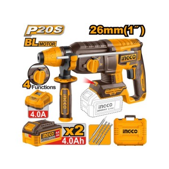 INGCO Akkus kombikalapács 2,5 J SDS-Plus szénkefe nélküli 20 V (2 x 4,0 Ah akku + töltő) INGCO Akkus kombikalapács 2,5 J SDS-Plus szénkefe nélküli 20 V (2 x 4,0 Ah akku + töltő)