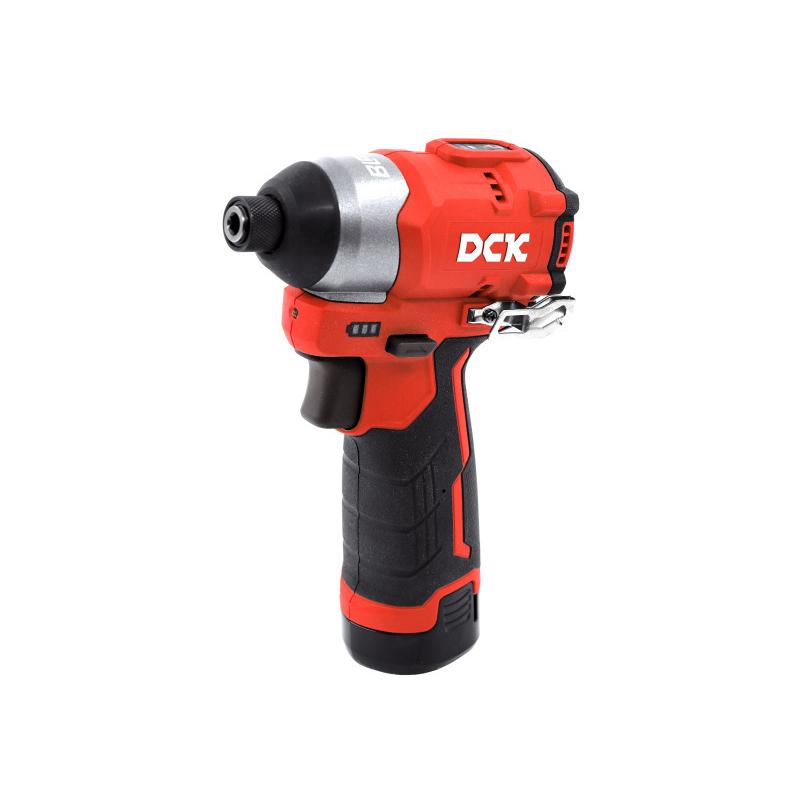 DCK Akkus ütvecsavarozó 1/4'' 140 Nm szénkefe nélküli 12 V (2 x 2,0 Ah akku + töltő)