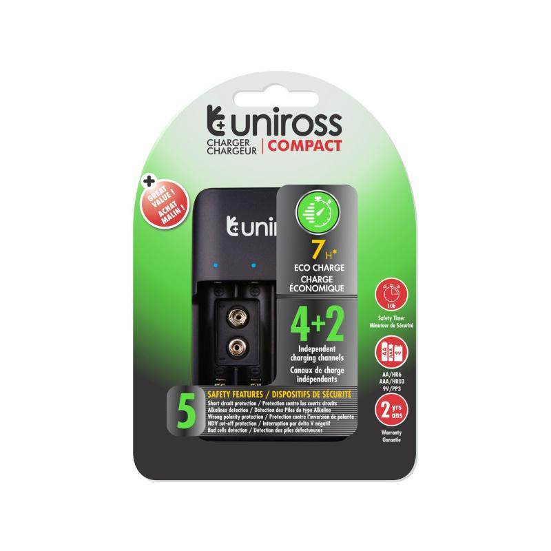 UNIROSS akkumulátor töltő AA/AAA/9V védelemmel UNIROSS akkumulátor töltő AA/AAA/9V védelemmel