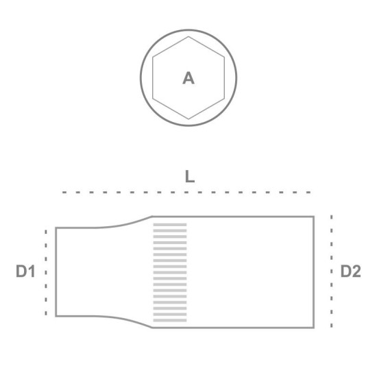 Dugókulcs - crowafej 1/4" 6 lap normál 09 mm (222509)