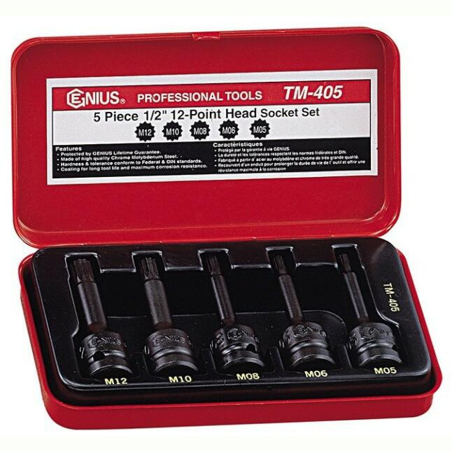 Légkulcsfej klt. 1/2'' XZN - Spline 5 db-os M05-M12 (TM-405) Légkulcsfej klt. 1/2'' XZN - Spline 5 db-os M05-M12 (TM-405)