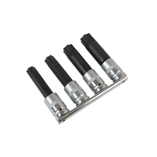 Rátűzőkulcs - crowa+bit klt. furatos torx 4 db T70-T80-T90-T100 (LAS-6425)