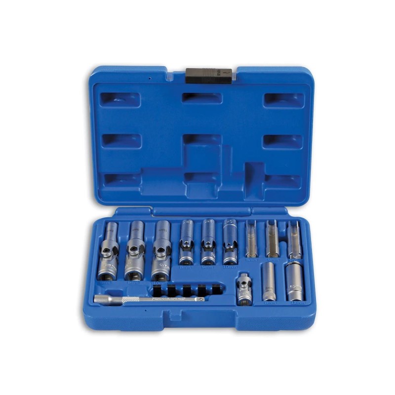 Dugókulcs készlet izzítógyertyákhoz, vékonyfalú + PSG adapterek -TS20 (LAS-6424)