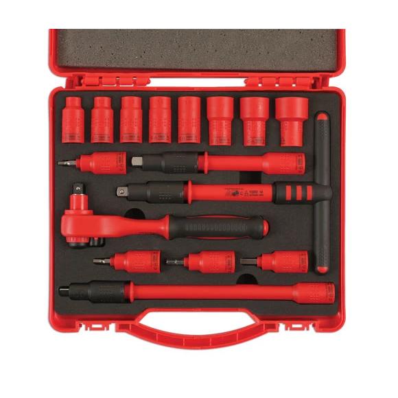 Dugókulcs klt. VDE 1000 V Szigetelt/Hibrid szerszám klt.3/8" 16 db-os (LAS-6148) Dugókulcs klt. VDE 1000 V Szigetelt/Hibrid szerszám klt.3/8" 16 db-os (LAS-6148)