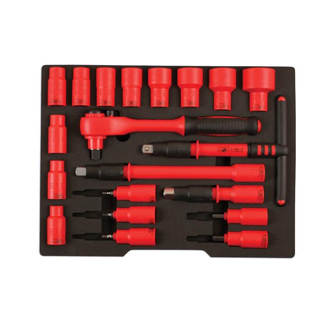 Dugókulcs klt. VDE 1000 V Szigetelt/Hibrid szerszám klt.1/2" 20 db-os (LAS-6149)