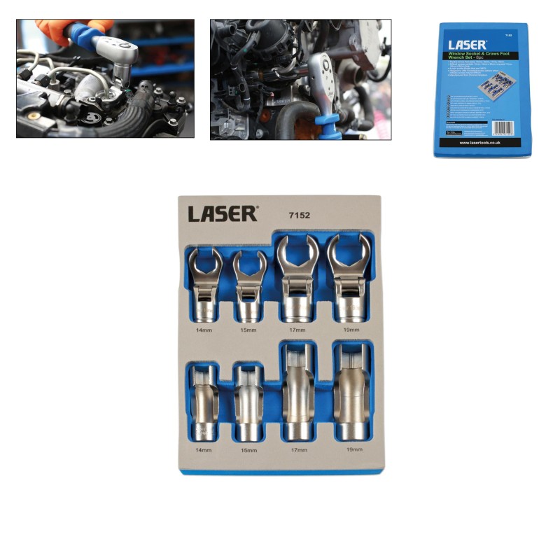 Üzemanyagcső kulcs klt. 8 db spec. nyitott dugókulcs + CrowFoot (LAS-7152)