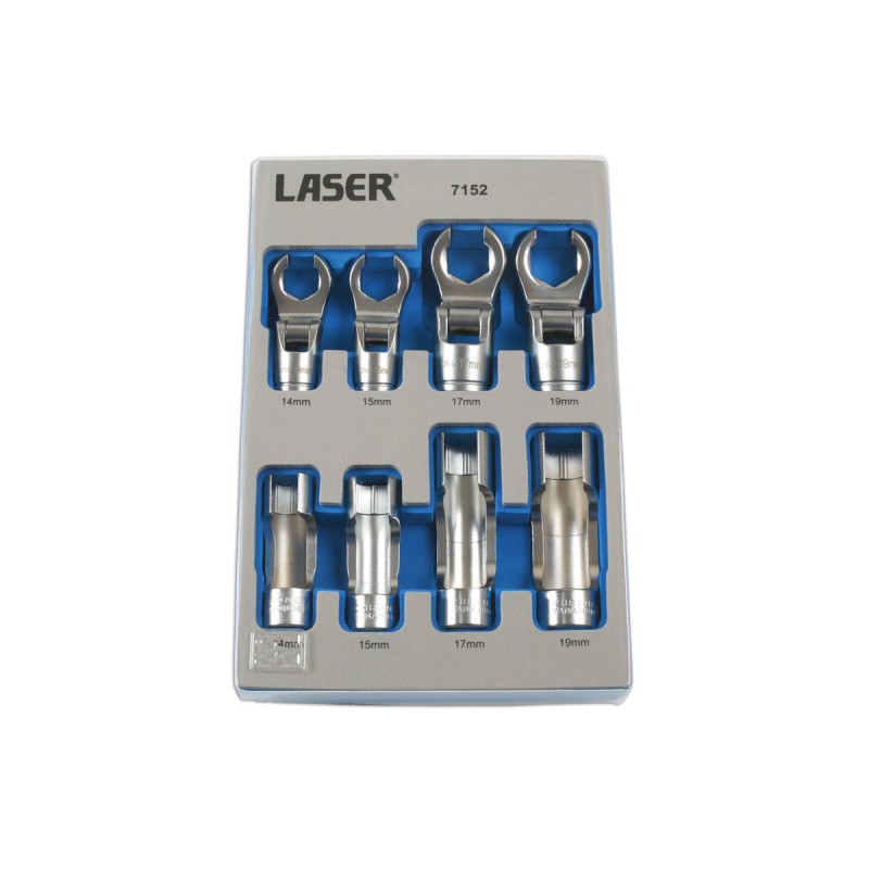 Üzemanyagcső kulcs klt. 8 db spec. nyitott dugókulcs + CrowFoot (LAS-7152)