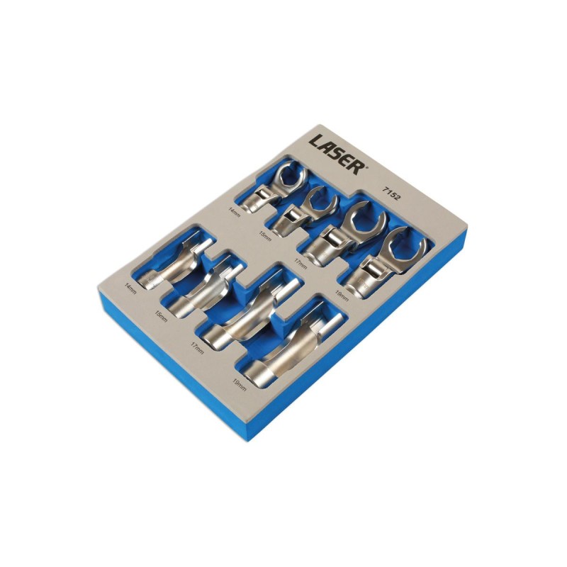 Üzemanyagcső kulcs klt. 8 db spec. nyitott dugókulcs + CrowFoot (LAS-7152)