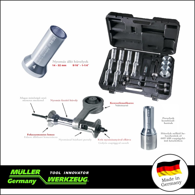Szilent és csapágy ki-beszerelő klt 14-32 mm - XS (MLR-609 390) Szilent és csapágy ki-beszerelő klt 14-32 mm - XS (MLR-609 390)