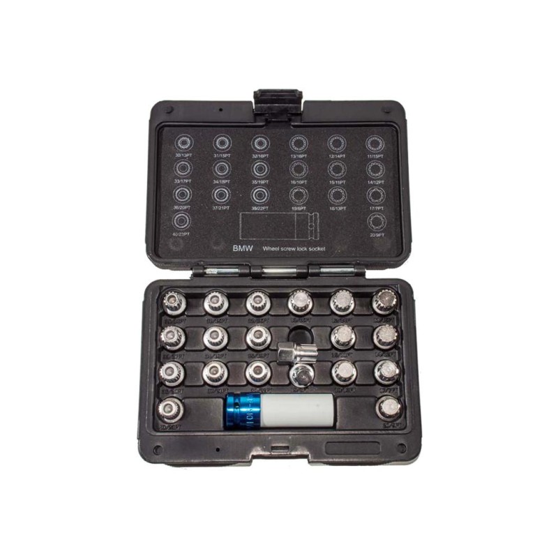 Kerékőr/anyacsavar kulcs készlet BMW, XZN + lyukas Ribe gyári 21 db-os (AT6051A) Kerékőr/anyacsavar kulcs készlet BMW, XZN + lyukas Ribe gyári 21 db-os (AT6051A)