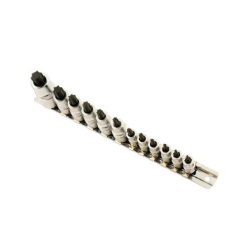 Rátűzőkulcs - crowa+bit klt. 1/4"-3/8"-1/2" 12 db-os RÖVID Torx:T8-T60 (LAS-5521)