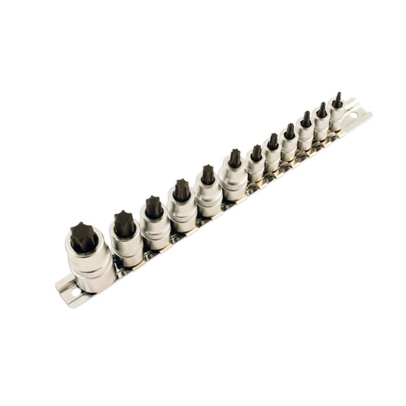 Rátűzőkulcs - crowa+bit klt. 1/4"-3/8"-1/2" 12 db-os RÖVID Torx:T8-T60 (LAS-5521)