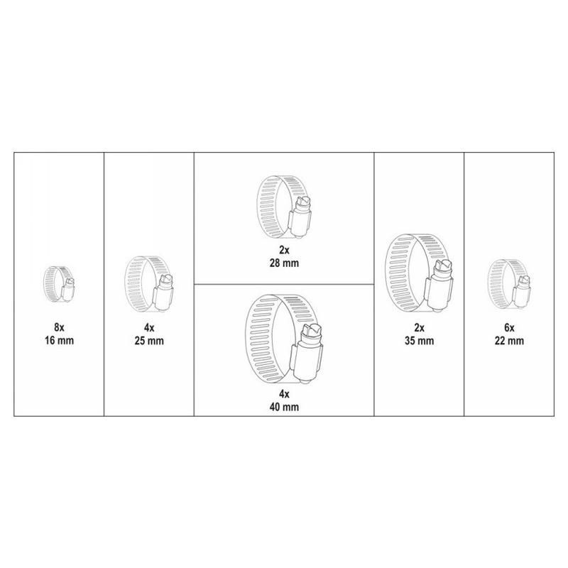 YATO Tömlőbilincs készlet 26 részes 16-40 mm (YT-06782)